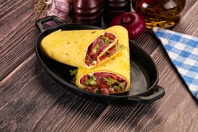 Burrito with tuna and vegetables wrap